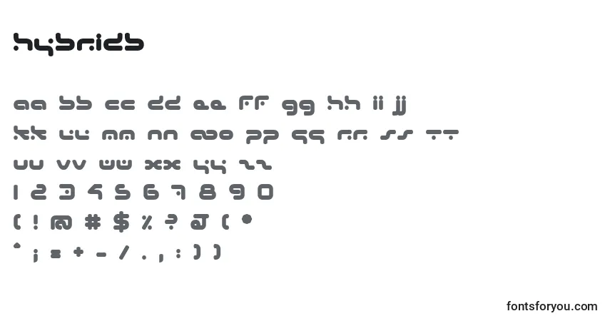 Schriftart HybridB – Alphabet, Zahlen, spezielle Symbole