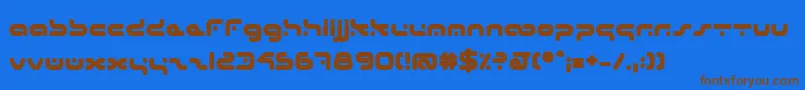 フォントHybridB – 茶色の文字が青い背景にあります。