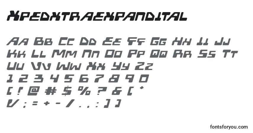 Шрифт Xpedxtraexpandital – алфавит, цифры, специальные символы