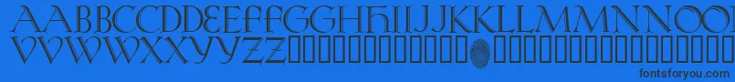 KochRivoli-Schriftart – Schwarze Schriften auf blauem Hintergrund