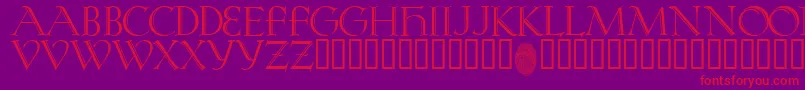 KochRivoli-Schriftart – Rote Schriften auf violettem Hintergrund