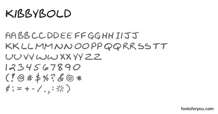 Шрифт KibbyBold – алфавит, цифры, специальные символы