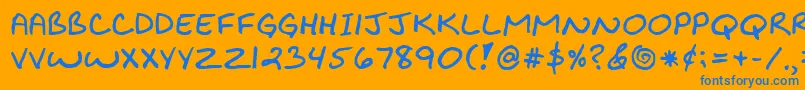 KibbyBold-Schriftart – Blaue Schriften auf orangefarbenem Hintergrund