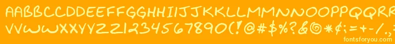 Fonte KibbyBold – fontes amarelas em um fundo laranja