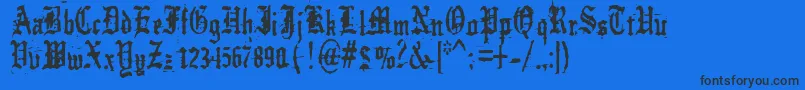 フォントGermanUnderground – 黒い文字の青い背景