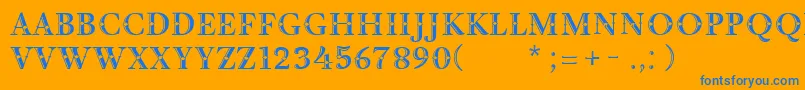 DecorInitial Font – Blue Fonts on Orange Background