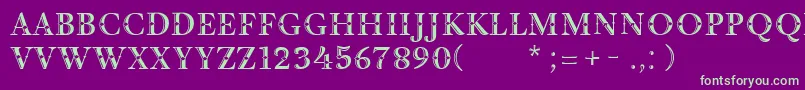 DecorInitial Font – Green Fonts on Purple Background