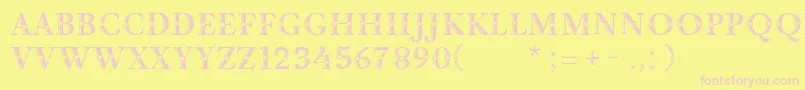 DecorInitial-Schriftart – Rosa Schriften auf gelbem Hintergrund