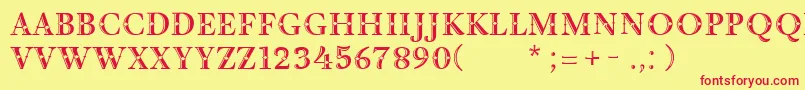 DecorInitial Font – Red Fonts on Yellow Background