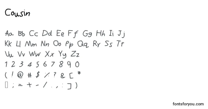 Шрифт Cousin – алфавит, цифры, специальные символы