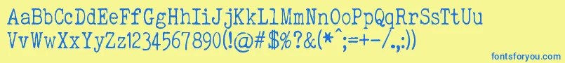 ElegantTypewriter Font – Blue Fonts on Yellow Background