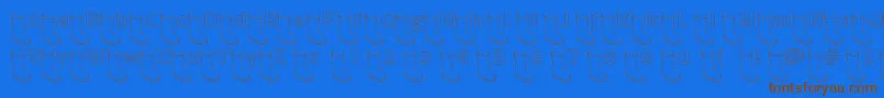 フォントOldboothollow – 茶色の文字が青い背景にあります。