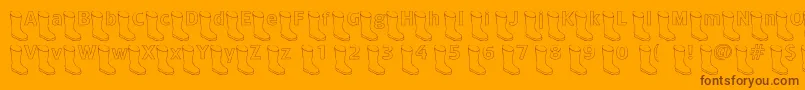 Oldboothollow-Schriftart – Braune Schriften auf orangefarbenem Hintergrund