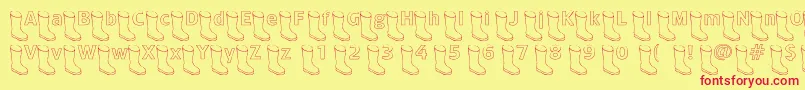 フォントOldboothollow – 赤い文字の黄色い背景