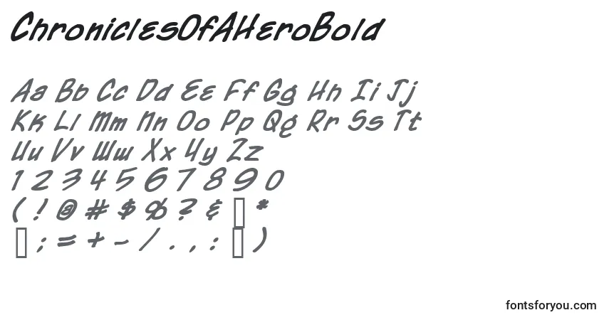 Шрифт ChroniclesOfAHeroBold – алфавит, цифры, специальные символы