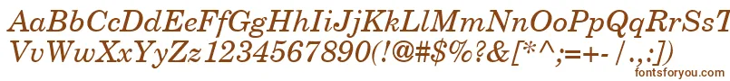 CenturySchoolbookItalic-Schriftart – Braune Schriften auf weißem Hintergrund
