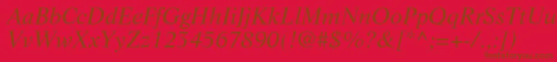 LifeltstdItalic-Schriftart – Braune Schriften auf rotem Hintergrund