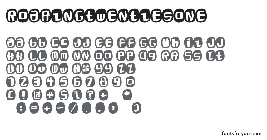 Czcionka Roaringtwentiesone – alfabet, cyfry, specjalne znaki