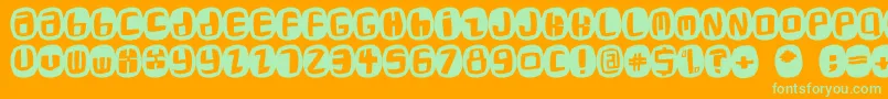 Roaringtwentiesone-Schriftart – Grüne Schriften auf orangefarbenem Hintergrund