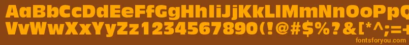 フォントAntiqueolivestdCompact – オレンジ色の文字が茶色の背景にあります。