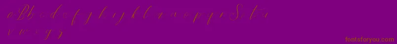 Bridestyledemo-Schriftart – Braune Schriften auf violettem Hintergrund