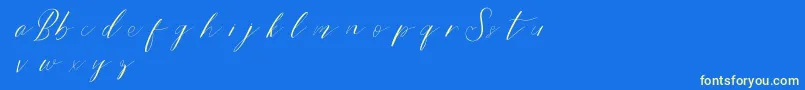 Bridestyledemo-Schriftart – Gelbe Schriften auf blauem Hintergrund