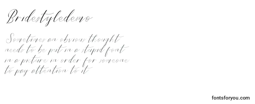 Review of the Bridestyledemo Font