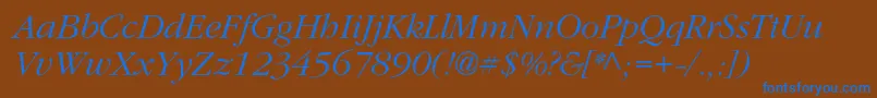 ClassicrussiancItalic Font – Blue Fonts on Brown Background