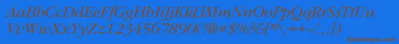 Czcionka ClassicrussiancItalic – brązowe czcionki na niebieskim tle