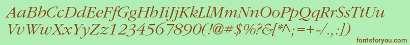 ClassicrussiancItalic Font – Brown Fonts on Green Background