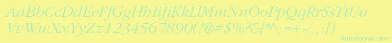 Czcionka ClassicrussiancItalic – zielone czcionki na żółtym tle