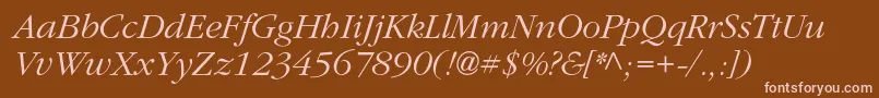 ClassicrussiancItalic Font – Pink Fonts on Brown Background