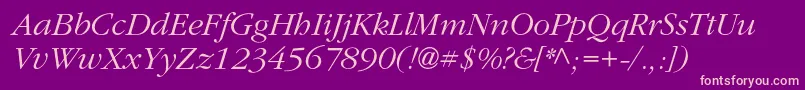 Czcionka ClassicrussiancItalic – różowe czcionki na fioletowym tle