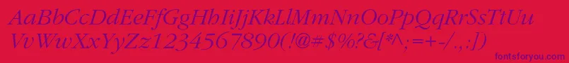 ClassicrussiancItalic-Schriftart – Violette Schriften auf rotem Hintergrund