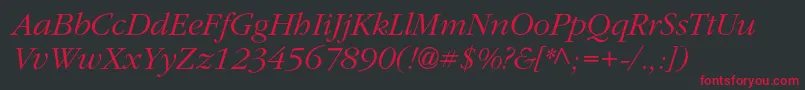 フォントClassicrussiancItalic – 黒い背景に赤い文字