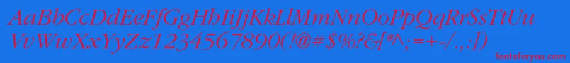 フォントClassicrussiancItalic – 赤い文字の青い背景