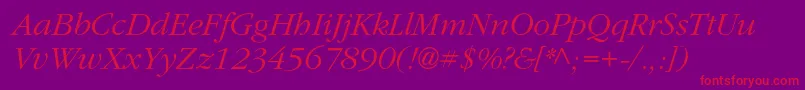 ClassicrussiancItalic-fontti – punaiset fontit violetilla taustalla