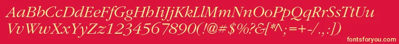 ClassicrussiancItalic Font – Yellow Fonts on Red Background
