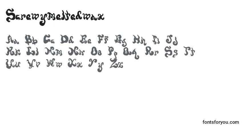 Schriftart Screwymeltedwax – Alphabet, Zahlen, spezielle Symbole