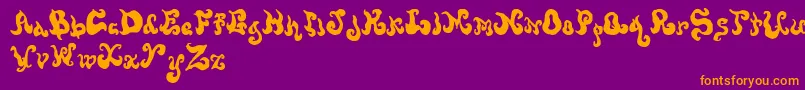 フォントScrewymeltedwax – 紫色の背景にオレンジのフォント