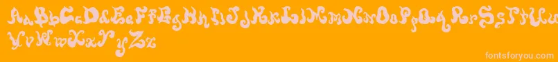 Screwymeltedwax-Schriftart – Rosa Schriften auf orangefarbenem Hintergrund