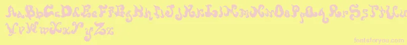 Screwymeltedwax-fontti – vaaleanpunaiset fontit keltaisella taustalla