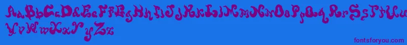 Screwymeltedwax-Schriftart – Violette Schriften auf blauem Hintergrund