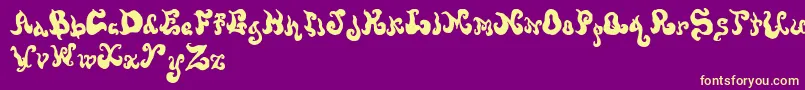フォントScrewymeltedwax – 紫の背景に黄色のフォント