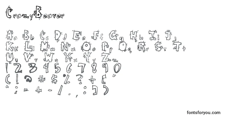Schriftart CrazyBeaver – Alphabet, Zahlen, spezielle Symbole