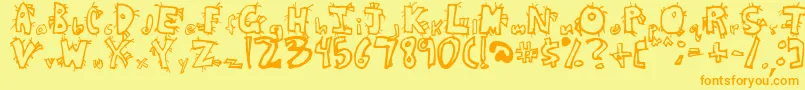 CrazyBeaverフォントについての詳細 フォントCrazyBeaver – オレンジの文字が黄色の背景にあります。