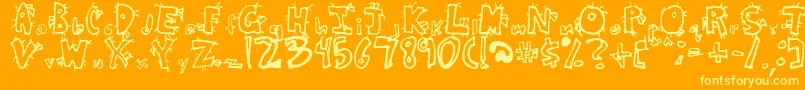 Czcionka CrazyBeaver – żółte czcionki na pomarańczowym tle