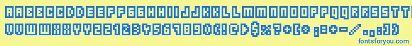 フォントBorgnine – 青い文字が黄色の背景にあります。