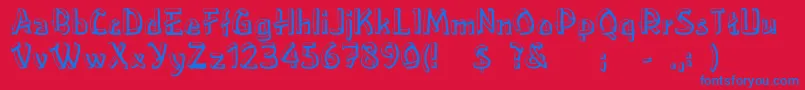 LowerEastside-Schriftart – Blaue Schriften auf rotem Hintergrund