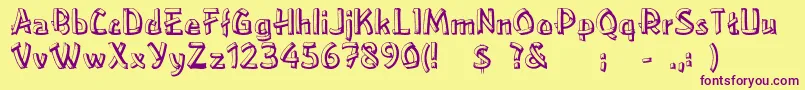LowerEastside-Schriftart – Violette Schriften auf gelbem Hintergrund